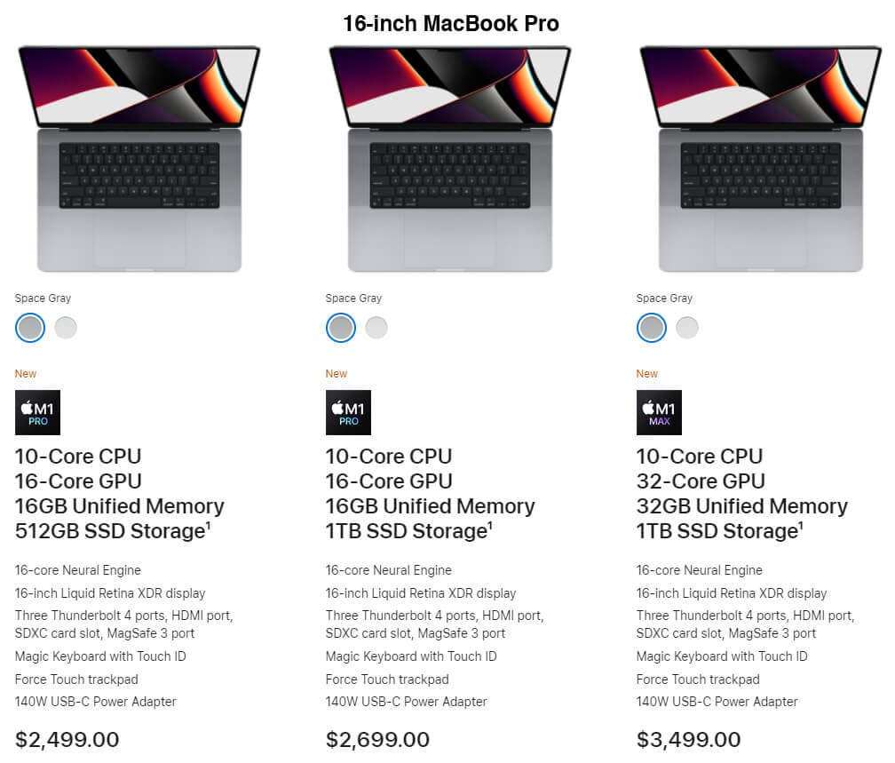 16 inch macbook pro price