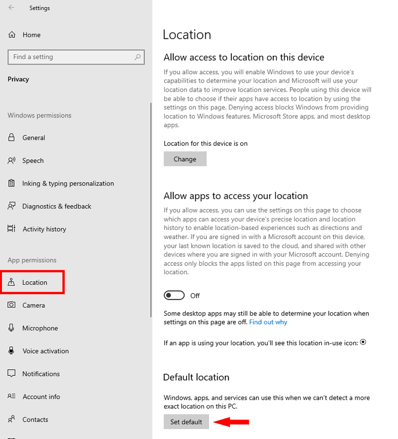 Change the Default Location Within the Settings of Windows 10