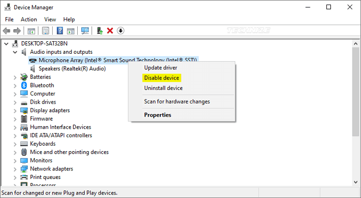 Device-manager-disable-microphone