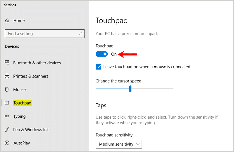 Enable Touchpad
