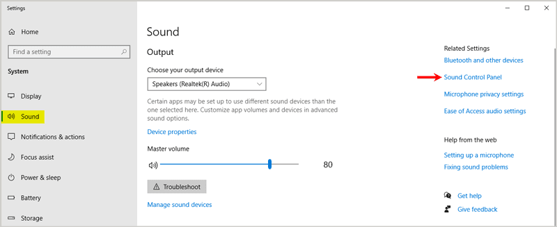 Windows Sound related settings