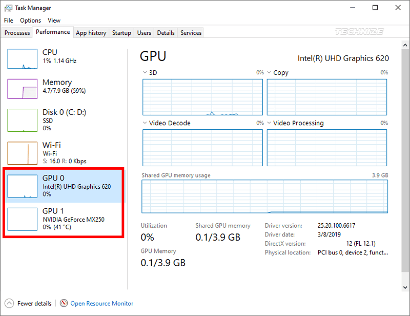 Windows task manager Performance GPU