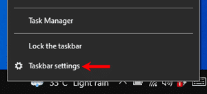Windows taskbar settings