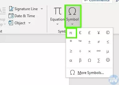 symbol pi word