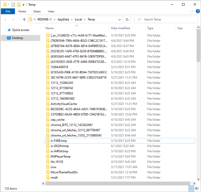 temp files windows
