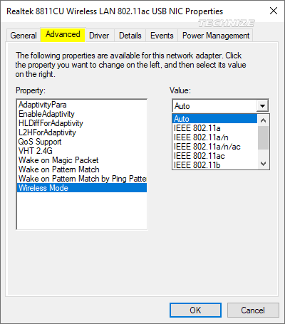 wireless mode settings