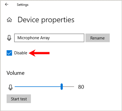 Disable microphone settings windows