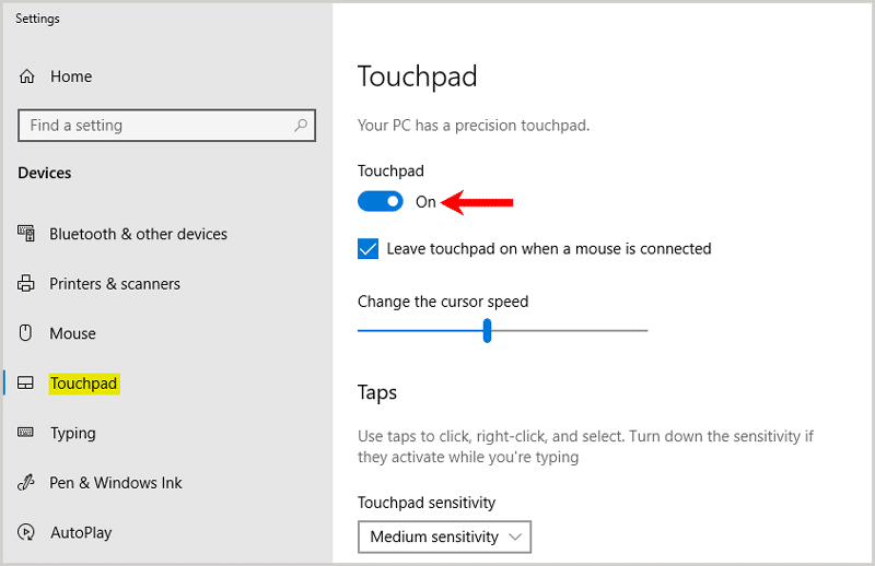 Enable Touchpad