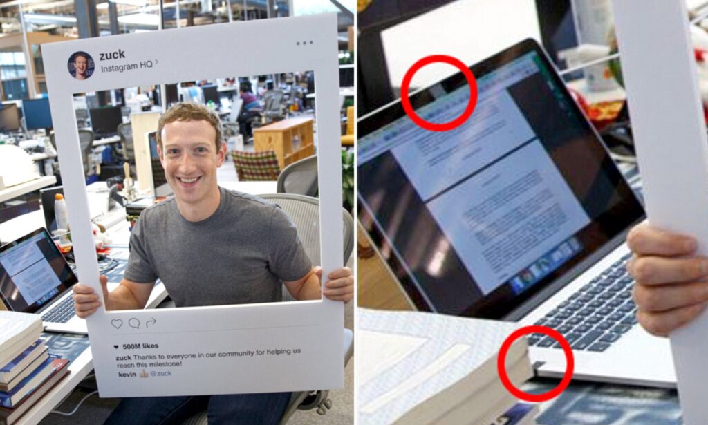 Mark Zuckerberg covering his laptop camera