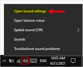 Open Sound Settings windows