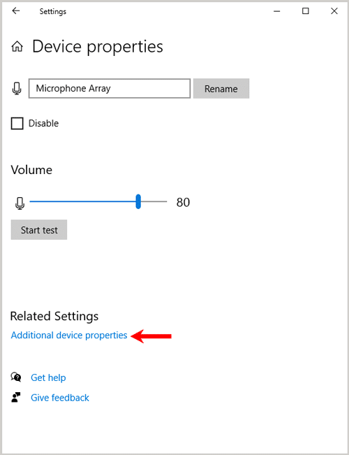 Sound Device Properties Related Settings