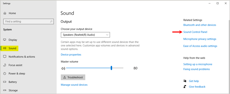 Windows Sound related settings